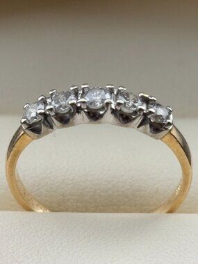 Designer 14K Yellow Gold 0.5 Ct 5 Diamonds Serial Numbered Ring Sz. 8 - 2.2 gm
